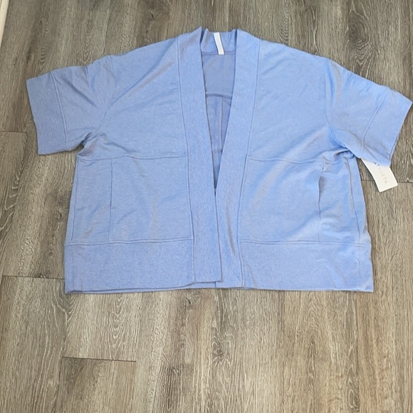 New NWT Athleta Lotus Wrap Blue size large xl blue sweater - Picture 2 of 7